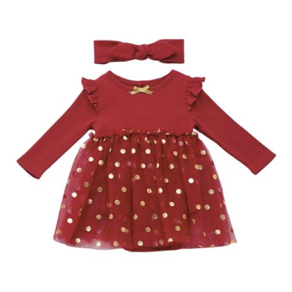 NWT Dress + Headband Size 12M Outfit Toddler Baby Holiday 12 Month 1 Year Set